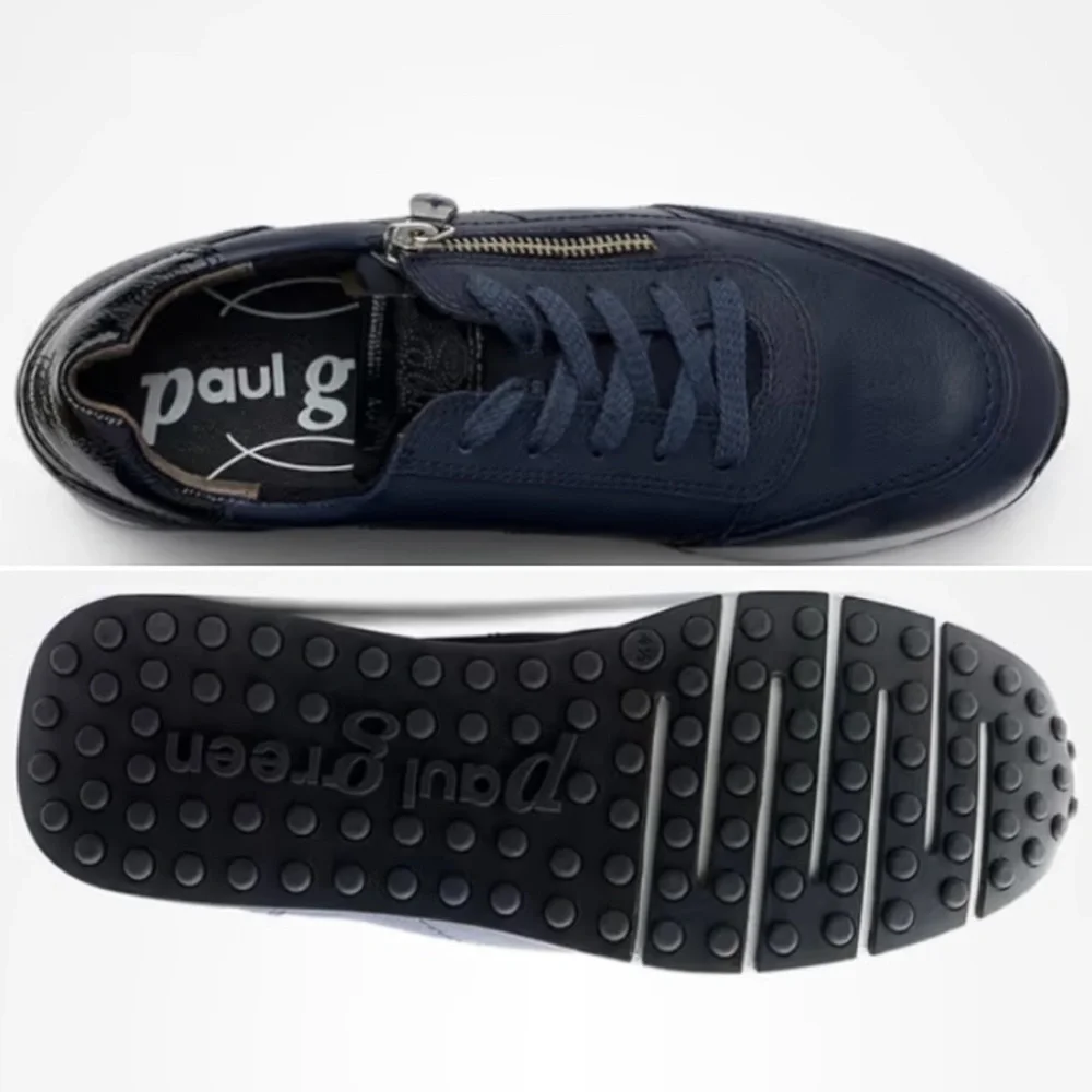 Navy Blue Leather sneakers. US 8.5
In Box, Never Used - Picture 9 of 14